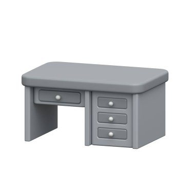 Çalışma alanı ve çalışma düzeni için çekmeceleri olan 3D ofis masası