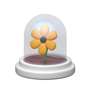 Bir kubbenin altındaki fütüristik bitki, biyoteknoloji ve ekolojik teknolojiyi sembolize ediyor. 3D simge