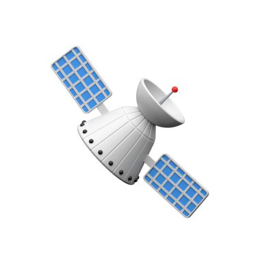 Modern bir yörünge uydusu 3D illüstrasyon, gelişmiş iletişim ve uzay teknolojisi