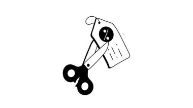 Yüzdelik indirim sembolüyle kupon kesen bir makas.