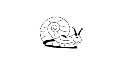 Suyun altında sürünen sevimli bir salyangoz, özel kullanım vektörüne hazır.