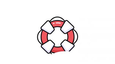 Beyaz arkaplanda izole edilmiş şirin bir şekilde Lifebuoy simgesi canlandırması, cankurtaran cankurtaranının güzel animasyon vektörü