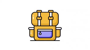 Seyahat sırt çantası animasyon vektör tasarımı, yürüyüş çantası simgesi canlandırması web, mobil ve tüm sunum projelerinde kullanılması kolay