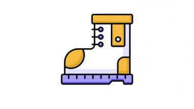 Çizme animasyon tasarımı modayla yürüme, çizme ikonu animasyonu açık hava macerası, keşif ve ruggedness temsil eder