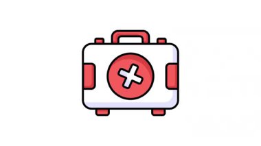 İlk yardım çantası animasyonu genellikle acil durumlarda tıbbi yardım sağlamak için kullanılan malzeme ve ekipman koleksiyonunu temsil eder