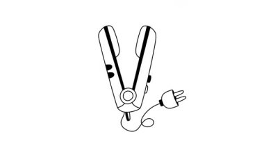 Düzenlenebilir saç düzleştiricisinin el çizimi simgesi