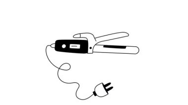 Modern el çizimi saç bigudisinin canlandırılmış simgesi, düzenlenebilir vektör