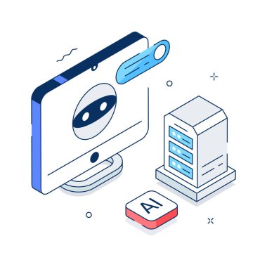 Veri işleme ve makine öğrenmesini temsil eden Isometric AI sunucu altyapısı