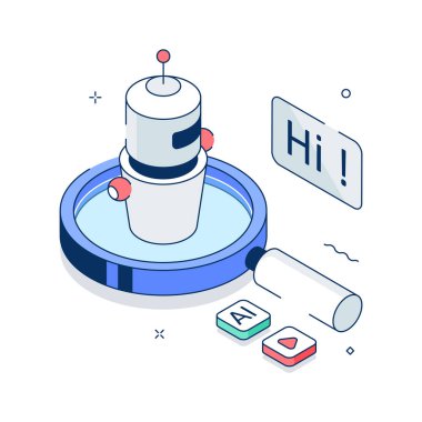 AI Arama ve Akıllı Veri Analizi Isometric Illustration