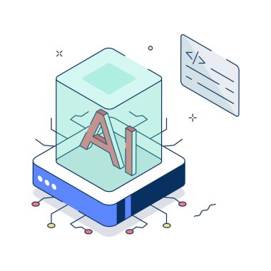 Yüksek performanslı sinirsel işleme donanımını temsil eden Isometric AI çipi