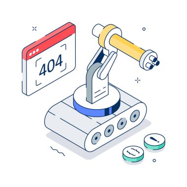 Robot hatasının inanılmaz izometrik çizimi, ai arızası.