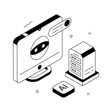 Veri işleme ve makine öğrenmesini temsil eden Isometric AI sunucu altyapısı