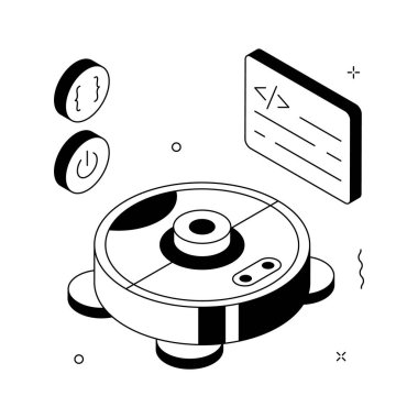 Akıllı elektrik süpürgesinin büyüleyici izometrik biçim simgesi