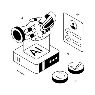 Modern teknolojide Isometric insan ve yapay zeka işbirliği