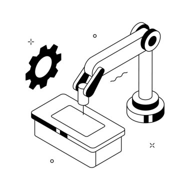 Otomasyon sürecinin izometrik bir çizimi, akıllı imalat