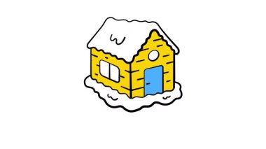 Kar Evi 'nin büyüleyici bir tasarımı, elle çizilmiş bir ikon.