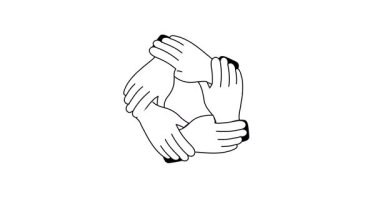 Eller bir çember oluşturur, takım çalışmasını ve ilişkileri sembolize eder.