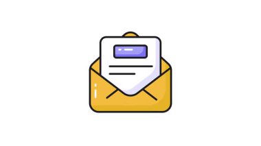 Harf konsept vektör animasyonunu gösteren zarfın içindeki belge