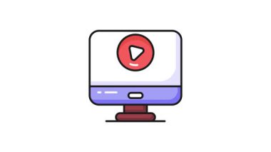 Premium kullanımı için video ortam oynatıcı vektör canlandırma tasarımı, video pazarlama simgesi canlandırması