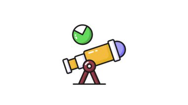 Turta diyagramlı teleskop öngörü analizi konsept vektör animasyonunu gösteriyor