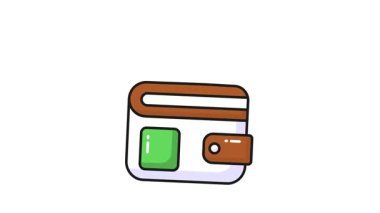 Nakit cüzdanın düz vektör animasyonu, cüzdanın ikon animasyonu düzenlenebilir biçiminde para birimine sahip