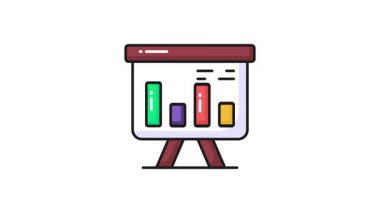 İş grafiksel sunumunun bir simge canlandırması, istatistiksel sunumun vektör canlandırması