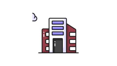 Ofis binasının modern tarzda düzenlenebilir bir vektör animasyonu, ticari binanın simge animasyonunu kullanması kolay