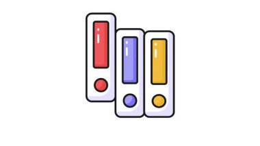 Dosyaların modern tarzda bir vektör canlandırması, klasörlerin modaya uygun düz simge canlandırması