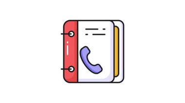 Telefon rehberi, iletişim kitabı simgesi canlandırması modada, adres defteri vektör canlandırması