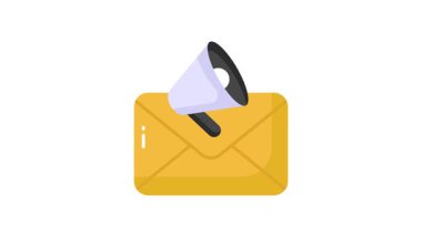 E-posta pazarlama konsept vektör animasyonunu gösteren megafonla zarf