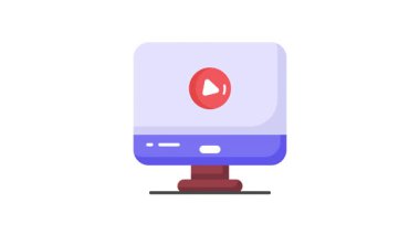 Premium kullanımı için video ortam oynatıcı vektör canlandırma tasarımı, video pazarlama simgesi canlandırması