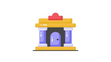 Modern tarzda banka inşasının konsept vektör animasyonunu gösteren sütunlarla inşa etmek