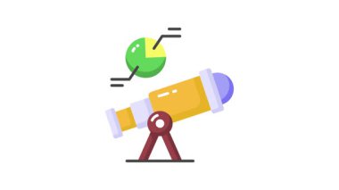 Turta diyagramlı teleskop öngörü analizi konsept vektör animasyonunu gösteriyor