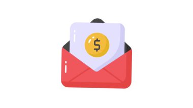 Zarfın içinde dolar ile finansal posta konsepti animasyonunu gösteren belge