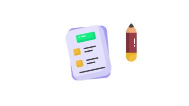 Beyaz arkaplanda izole edilmiş kalem konsept vektör canlandırma tasarımı gösteren kağıt