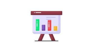 İş grafiksel sunumunun bir simge canlandırması, istatistiksel sunumun vektör canlandırması