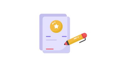 Sözleşmenin, anlaşmanın veya sertifika simgesinin konsept vektör animasyonunu gösteren belgeler