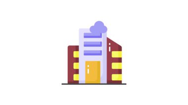 Ofis binasının modern tarzda düzenlenebilir bir vektör animasyonu, ticari binanın simge animasyonunu kullanması kolay