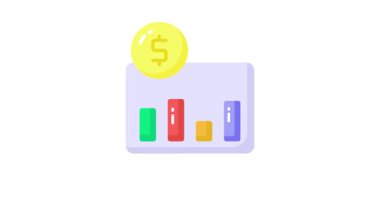 Finansal grafiğin konsept simge animasyonunu, iş haritası vektör animasyonunu gösteren bir dolar