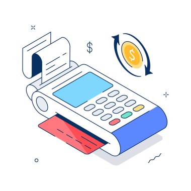 Kart işlemleri ve bağlantısız ödemeler için Isometric POS makinesi