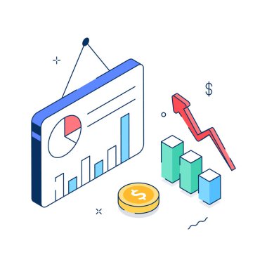 İş sunumunun bu yaratıcı izometrik illüstrasyonunu kontrol et