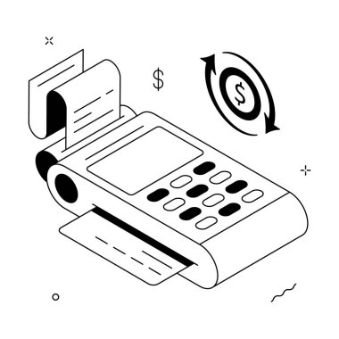 Kart işlemleri ve bağlantısız ödemeler için Isometric POS makinesi