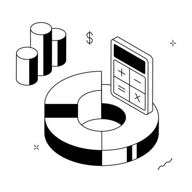 İş istatistiklerinin görsel olarak çekici bir izometrik çizimi