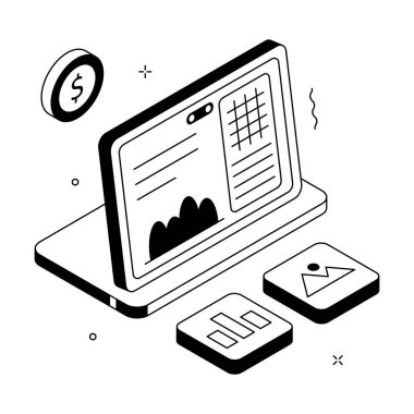Yaratıcı olarak hazırlanmış inanılmaz finansal rapor izometrik illüstrasyon