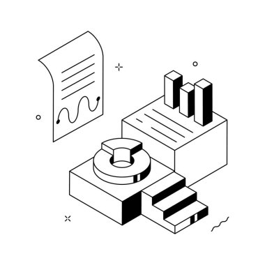 İzometrik tarzda veri analizlerinin bu premium illüstrasyonunu yakala
