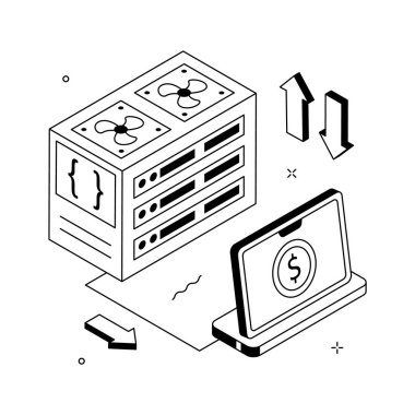 Modern fintech altyapı izometrik illüstrasyon, dijital finans sistemleri ve engelleme ağları