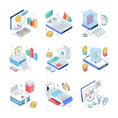 Büyüleyici bir Isometric Maliye ve Muhasebe Birimi Isometric Illutions