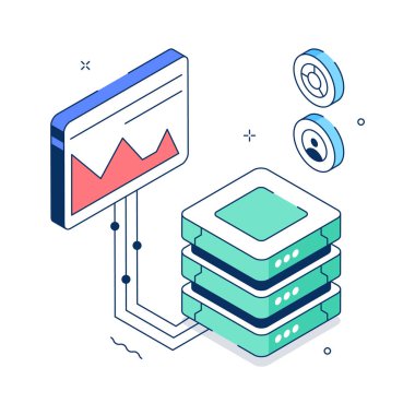 Veritabanı analizinin birinci derece izometrik çizimi, düzenlenebilir vektör