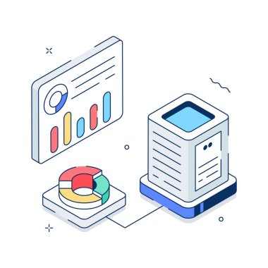 Bu dikkatli dizayn edilmiş bilgi raporunun izometrik illüstrasyonunu ele alalım.