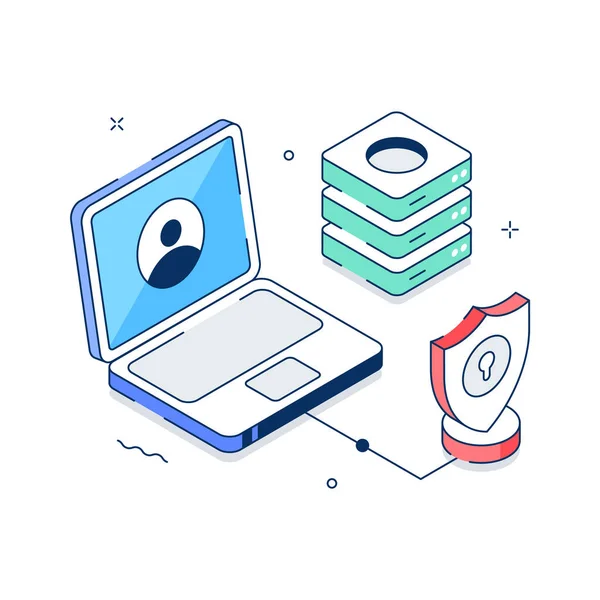 Beyaz arkaplanda izole edilmiş modern bir izometrik veri koruma gösterimi